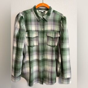 Green Plaid Button-Down Shirt